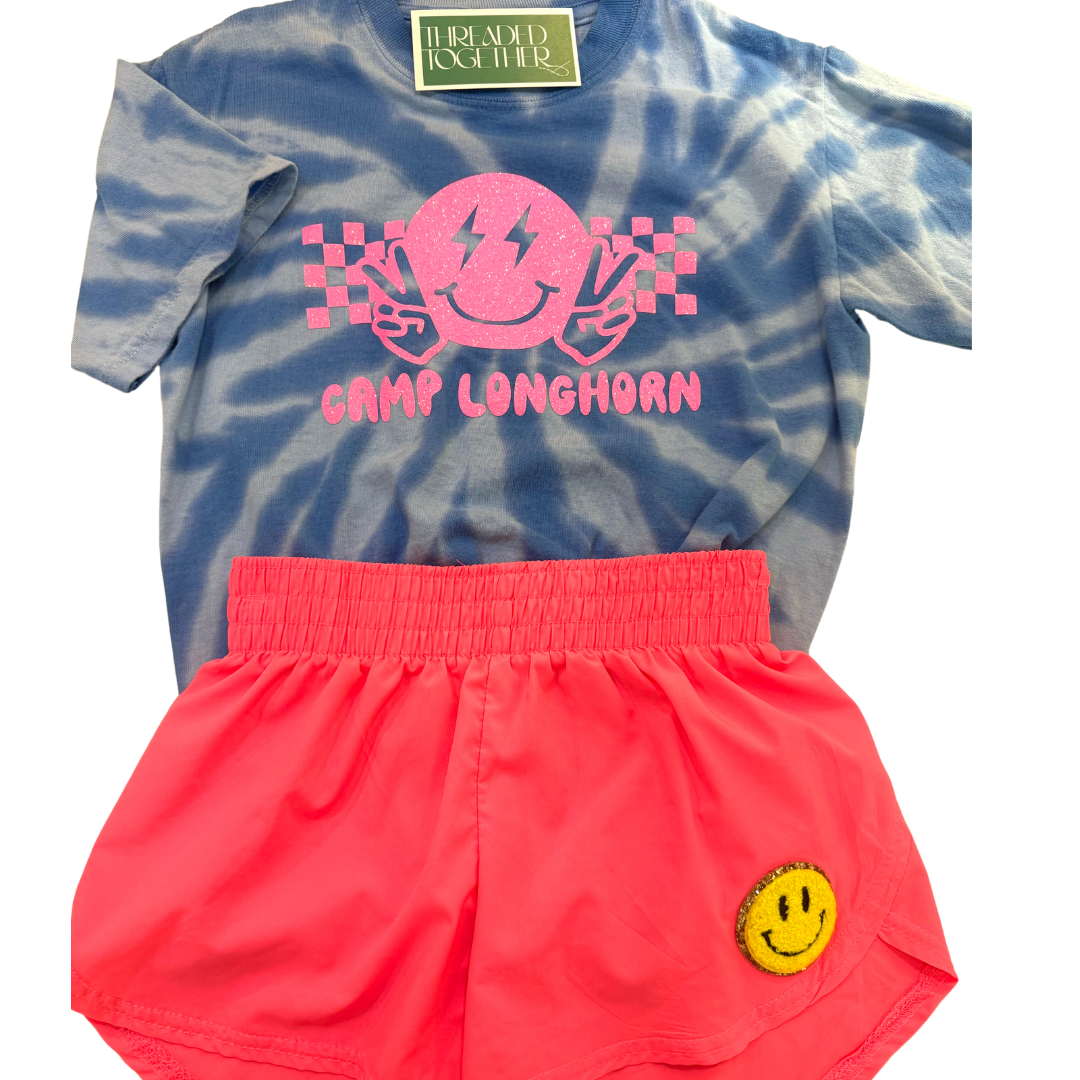 Neon Pink Shorts with smile patch