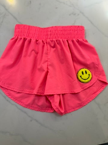 Neon Pink Shorts with smile patch