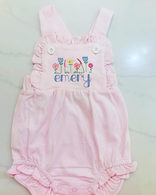 Pink Tulip Knit ruffle sunsuit