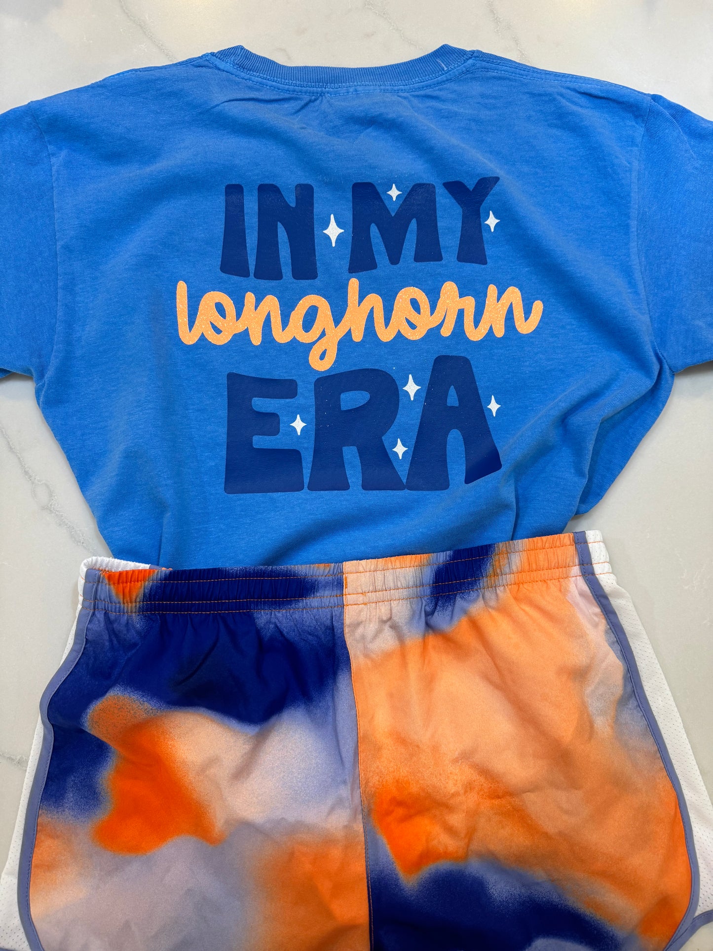 Blue and Orange tie-dye athletic short